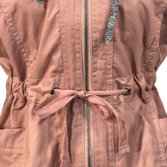 Love Tree Medium Utility Jacket Full-Zip Hooded Pockets Drawstring Rose Pink New - Picture 2 of 11